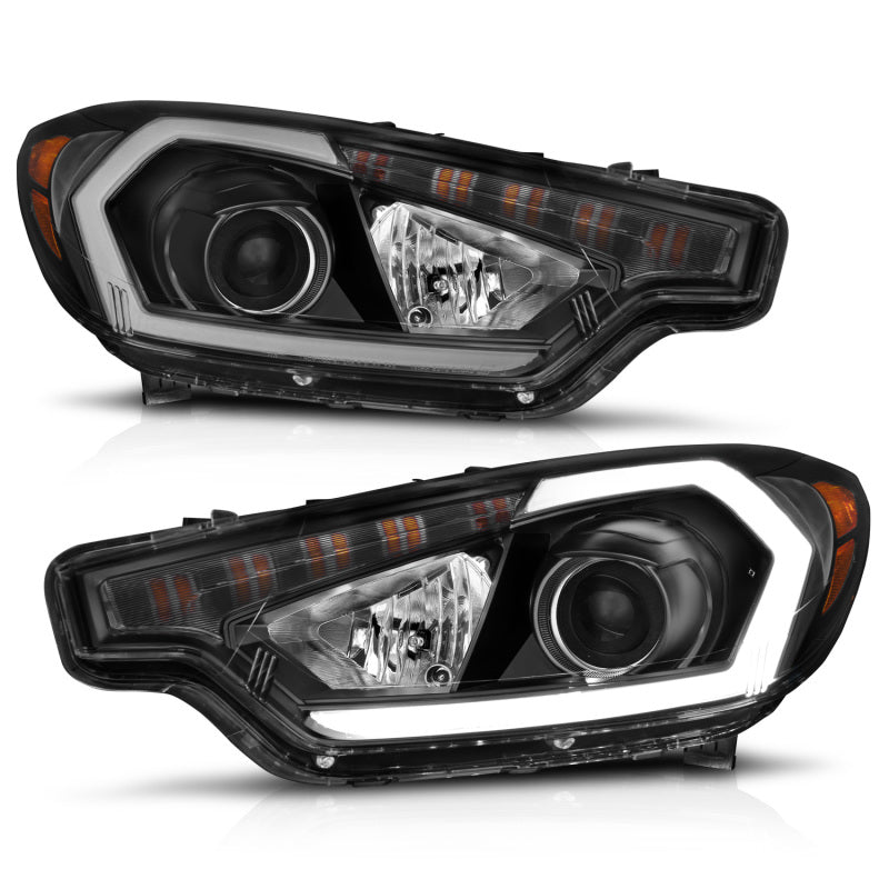 ANZO 2014-2016 Kia Forte Projector Headlights w/ Light Bar Black Housing w/ DRL - 0