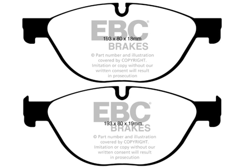 EBC 12-13 BMW 528 2.0 Turbo (F10) Performance Yellowstuff Front Brake Pads - 0