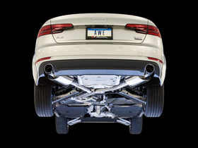 AWE Tuning Audi B9 A4 Touring Edition Exhaust Dual Outlet - Chrome Silver Tips (Includes DP) - 0