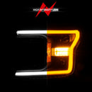ANZO 18-20 Ford F-150 (w/o Fctry LED) Full LED Proj Headlights w/Light Bar Swtchbk Seq. Black w/Init-2