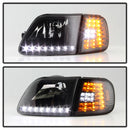 xTune Ford F150 97-03 Crystal Headlights w/ Clear LED Corners Black HD-ON-FF15097-LED-SET-BK-4