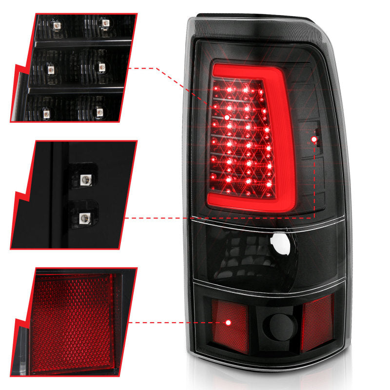 ANZO 2003-2006 Chevy Silverado 1500 LED Taillights Plank Style Black w/Clear Lens - 0