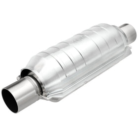 MagnaFlow Univ Cat Conv 2in Inlet/Outlet Ctr/Ctr Round 11in Body L x 5.125in W x 15in Overall L