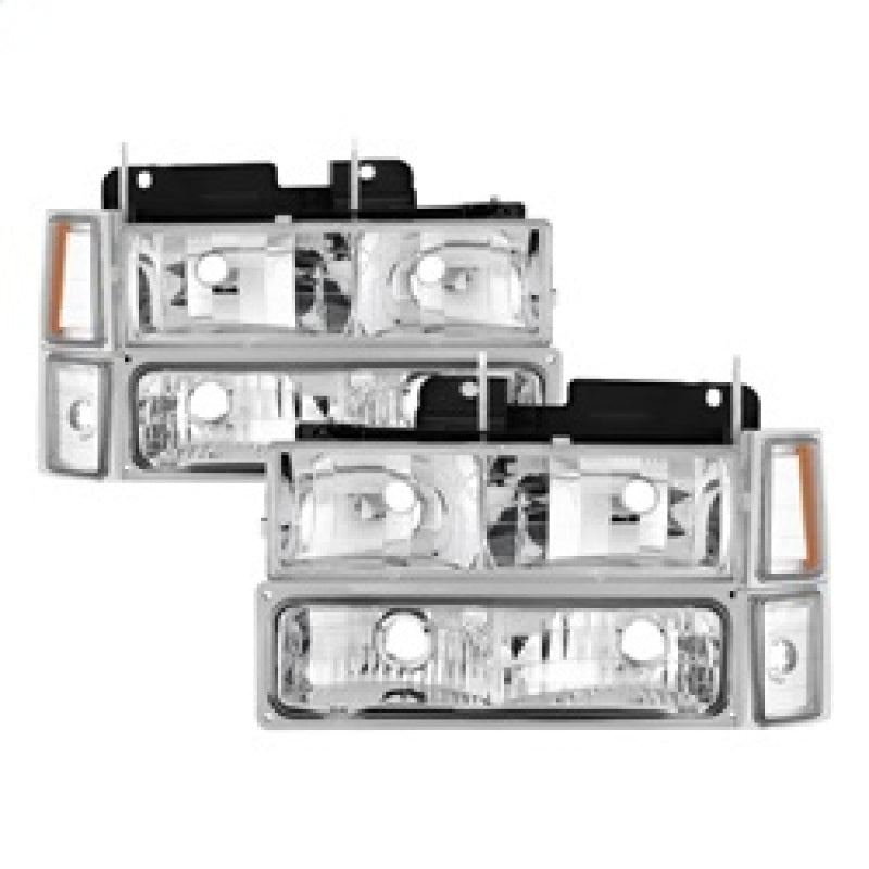 Xtune Chevy Suburban 94-98 Headlights w/ Corner & Parking Lights 8pcs Chrome HD-JH-CCK88-AM-C-SET - 0