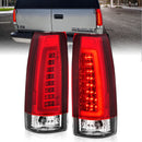 ANZO 1999-2000 Cadillac Escalade LED Taillights Chrome Housing Red/Clear Lens Pair-1