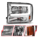 ANZO 99-04 Ford F250/F350/F450/Excursion (excl. 99) Crystal Headlights - w/ Light Bar Chrome Housing-2