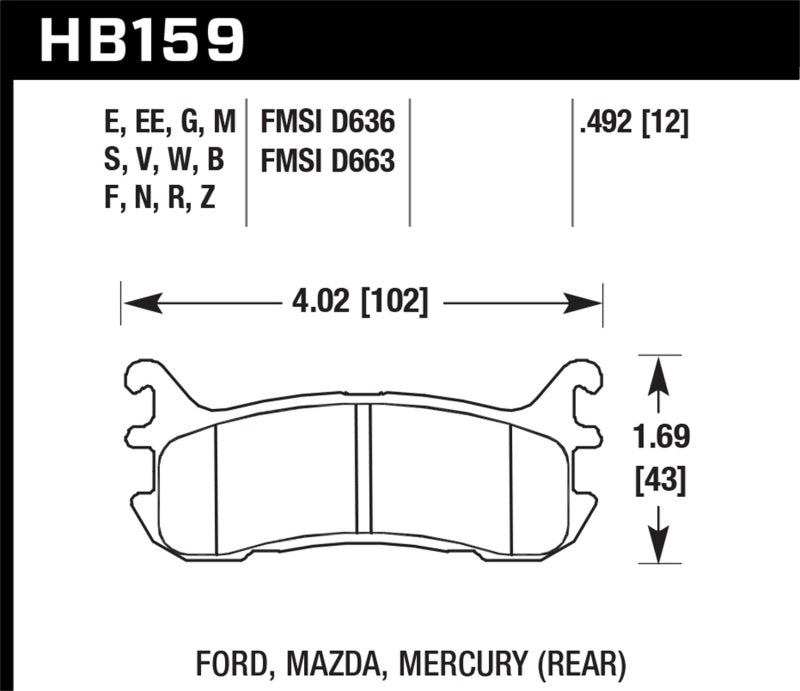 Hawk 2002-2004 Chevrolet Venture (FWD) HPS 5.0 Rear Brake Pads - 0