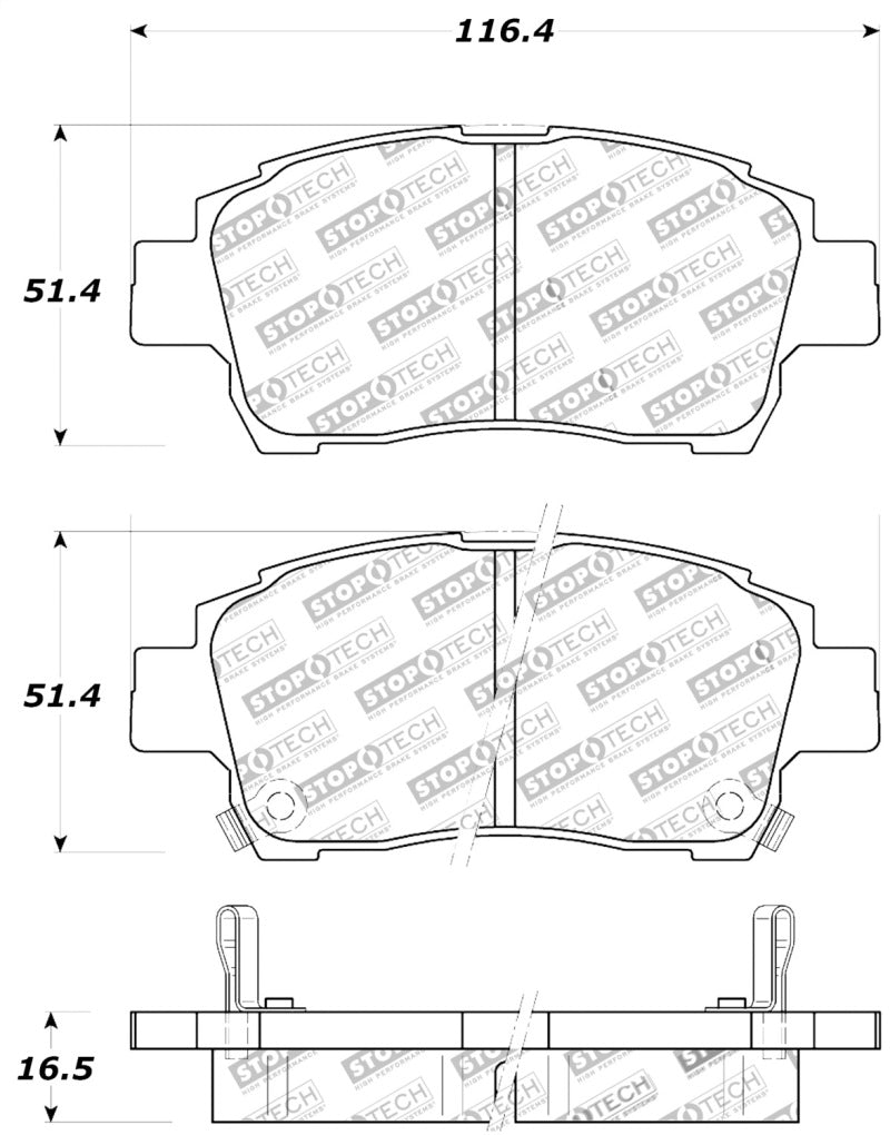 StopTech Performance 00-05 Celica GT-S Rear Brake Pads - 0