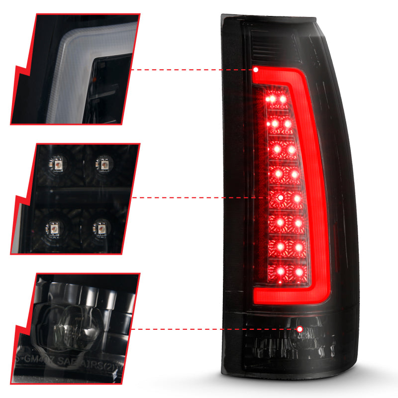 ANZO 1999-2000 Cadillac Escalade LED Taillights Black Housing Smoke Lens Pair - 0