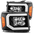 AlphaRex 07-13 GMC 1500HD NOVA LED Proj Headlight Plank Style Gloss Blk w/Activ Light/Seq Signal/DRL-1