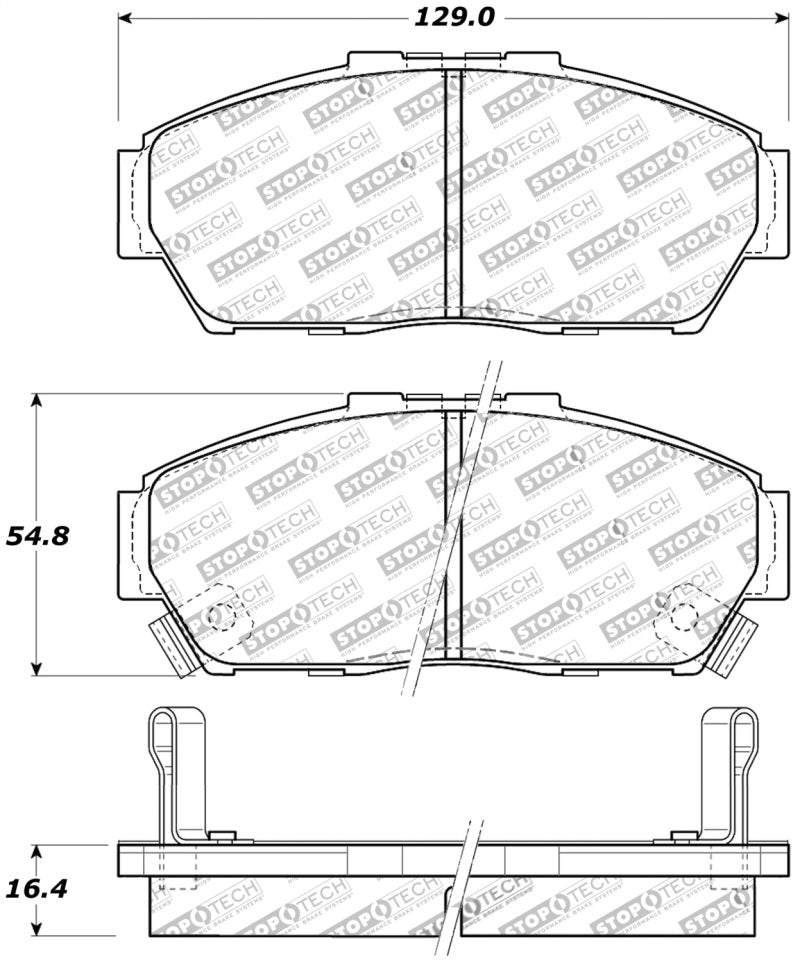 StopTech Performance 93-95 Honda Civic Coupe / 94-95 Civic Hatchback/Sedan Front Brake Pads - 0