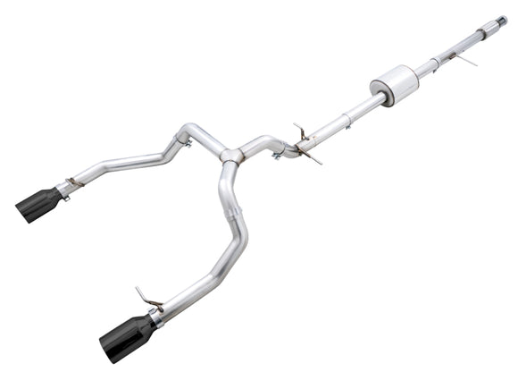 AWE Tuning 4th Gen GM 1500 5.3L 0FG Cat-Back Dual Side Exit (Flat Bumper) - Diamond Tips