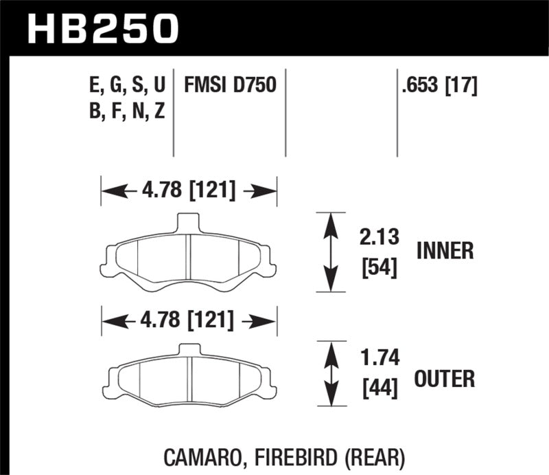 Hawk 1998-2002 Chevrolet Camaro SS 5.7 HPS 5.0 Rear Brake Pads - 0