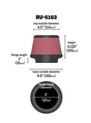 K&N Universal Rubber Filter 5in Flange ID x 6.5in Base OD x 4.5in Top OD x 4.125in Height-8