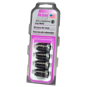 McGard SplineDrive Lug Nut (Cone Seat) M12X1.5 / 1.24in. Length (4-Pack) - Black (Req. Tool) - 0