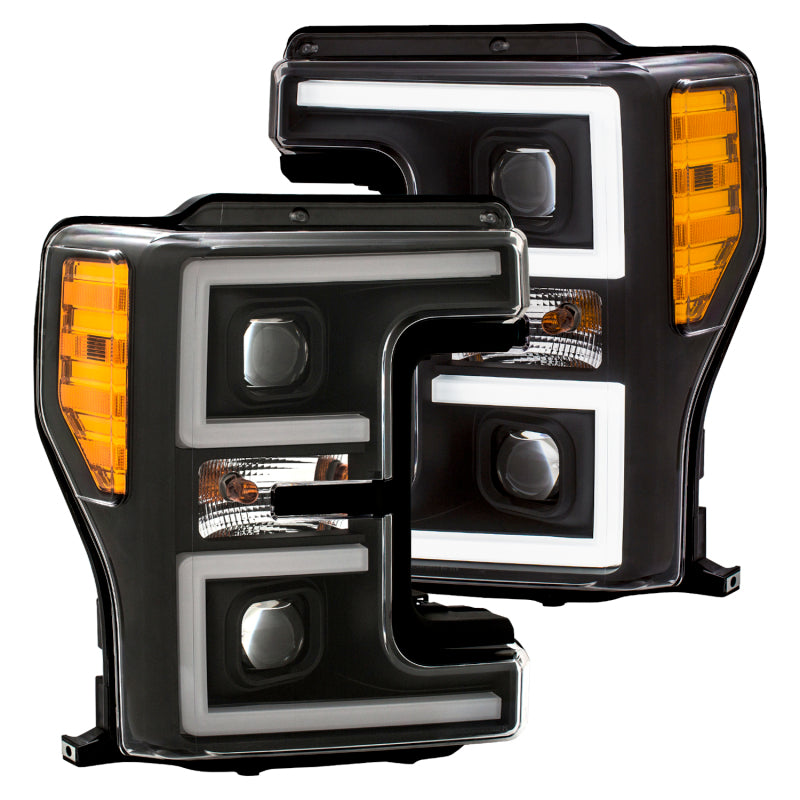 ANZO LED Headlights 17-18 Ford F-250 Super Duty Plank-Style L.E.D. Headlight Black (Pair)