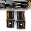 ANZO 1994-1998 Chevrolet Blazer Corner Lights Black Housing Clear Lens w/ Amber Reflector-1