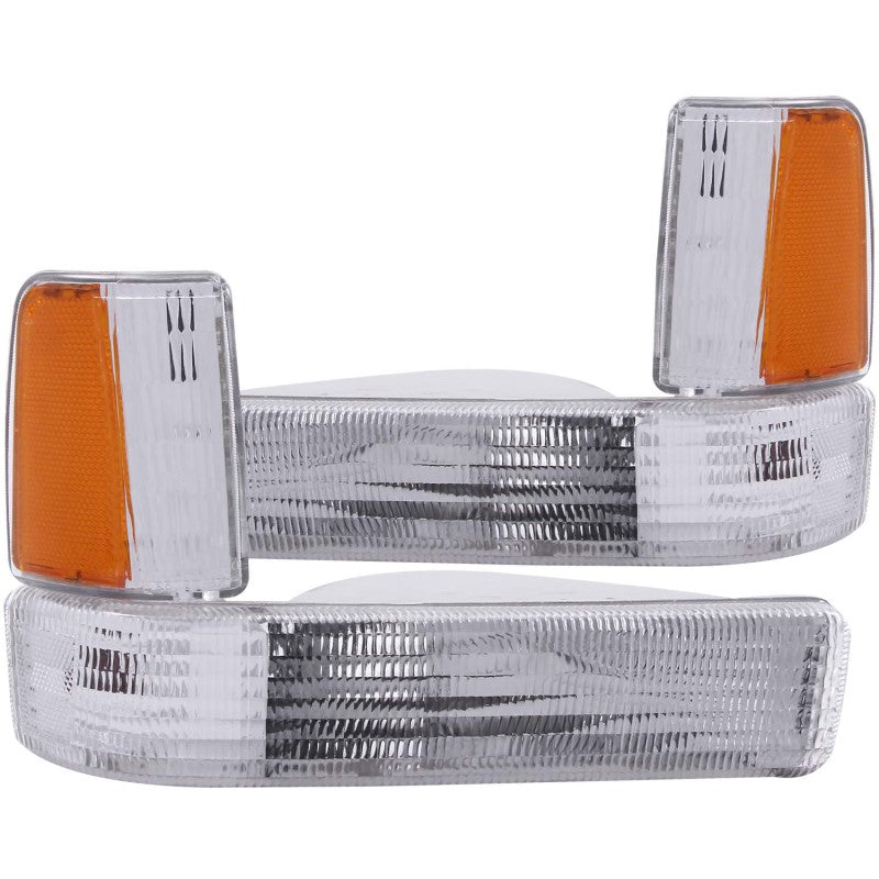 ANZO 1991-1996 Dodge Dakota Euro Parking Lights Chrome w/ Amber Reflector - 0