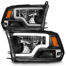 ANZO 2009-2020 Dodge Ram 1500 Full LED Square Projector Headlights w/ Chrome Housing Black Amber-2