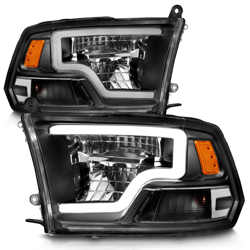 ANZO 2009-2020 Dodge Ram 1500 Full LED Square Projector Headlights w/ Chrome Housing Black Amber - 0