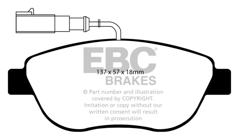 EBC 12+ Fiat 500 1.4 Turbo Abarth Yellowstuff Front Brake Pads - 0