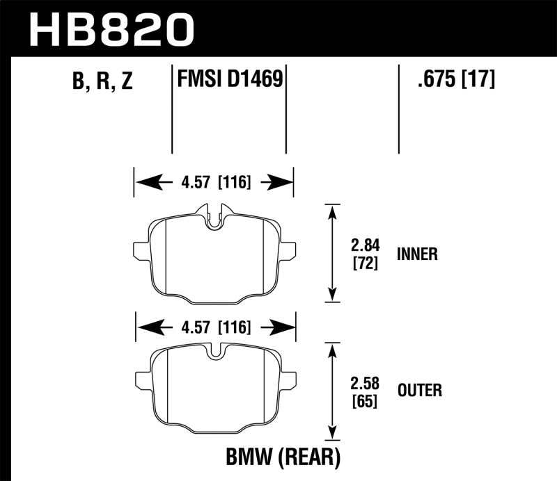 Hawk 12-17 BMW M6 / 14-17 BMW M6 Gran Coupe / 13-16 BMW M5 HPS 5.0 Rear Brake Pads - 0