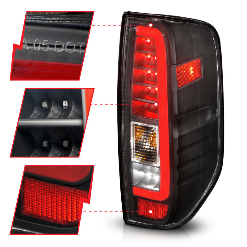 ANZO 2005-2021 Nissan Frontier LED Taillights Black Housing/Clear Lens - 0