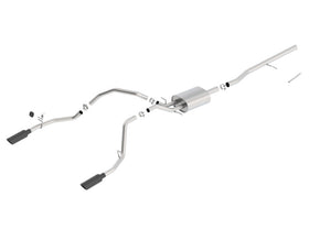 Borla 14 Sierra 1500 C/B S-Type Exhaust/2.75in Into Dual 2.25in Out 4in Split Rear Exit-Black Chrome