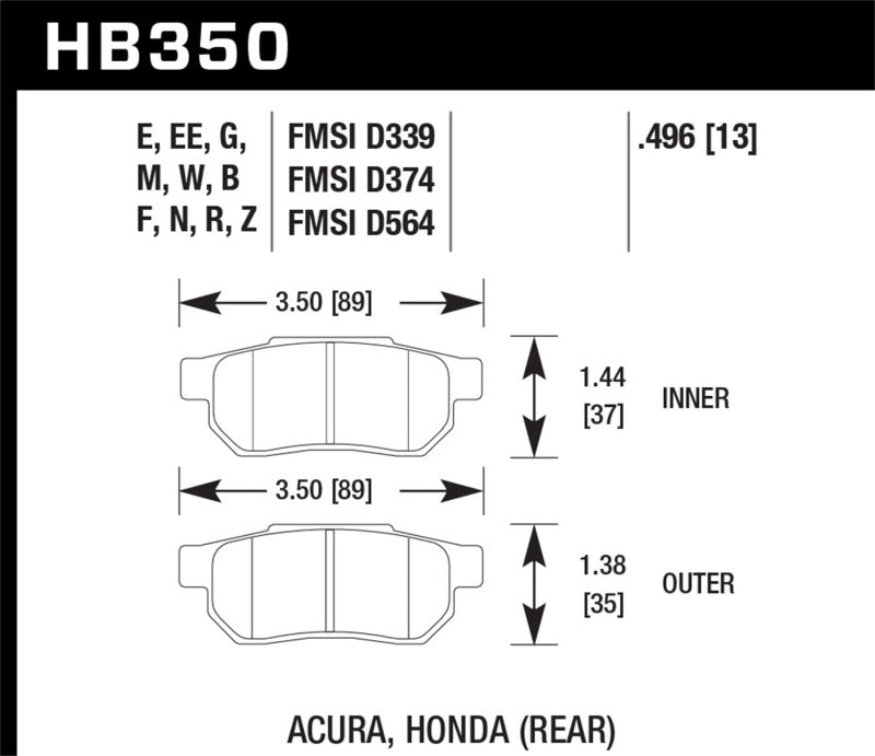 Hawk 1990-1993 Acura Integra GS HPS 5.0 Rear Brake Pads - 0