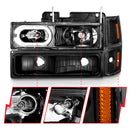 ANZO 88-98 Chevrolet C1500 Crystal Headlights Black Housing w/ Signal and Side Marker Lights-3
