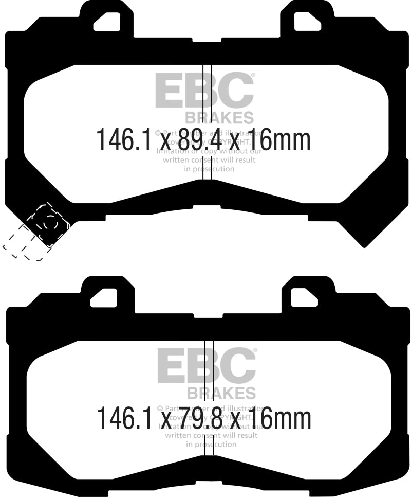 EBC 15+ Chevrolet Colorado 2.5 Yellowstuff Front Brake Pads - 0