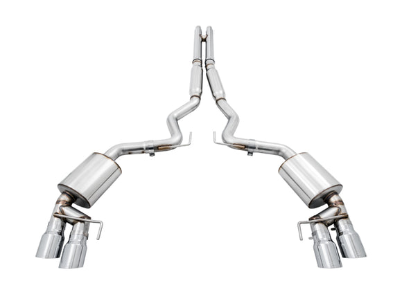 AWE Tuning 2018+ Ford Mustang GT (S550) Cat-Back Exhaust - Touring Edition (Quad Chrome Silver Tips)