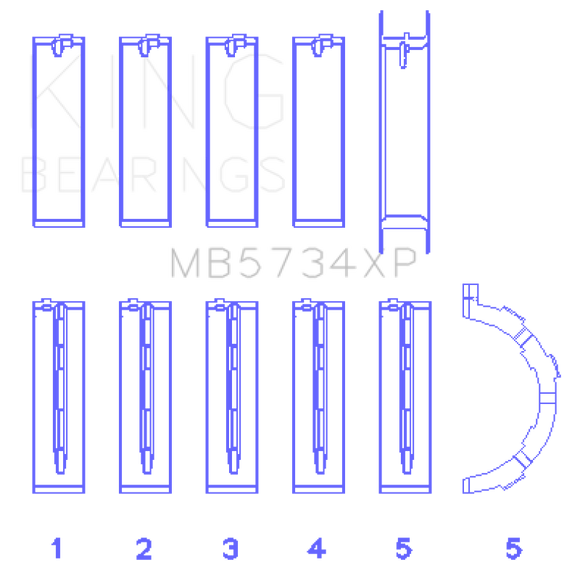 King Engine Bearings Ford Mustang Prod 302 Coyote Performance Main Bearing Set - Size STD