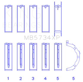King Engine Bearings Ford Mustang 302 Coyote (Size STDX) Performance Main Bearing Set - 0