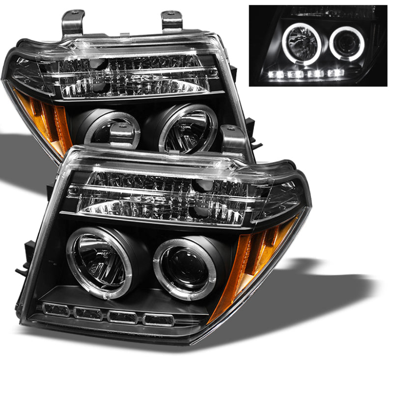 Spyder Nissan Frontier 05-08 Projector Headlights LED Halo LED Blk PRO-YD-NF05-HL-BK - 0