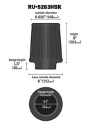 K&N Universal Rubber Filter-Round Tapered 4.5in Flange ID x 8in Base OD x 6.625in Top OD x 8in H-4