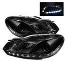 Spyder Volkswagen Golf/GTI 10-13 Projector Headlights Halogen Model- DRL Blk PRO-YD-VG10-DRL-BK-1