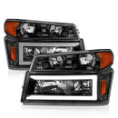 ANZO 04-12 GM Colorado/Canyon/I-Series Crystal Headlights - w/ Light Bar Black Housing 4pcs-6