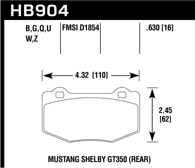 Hawk 15-17 Ford Mustang DTC-60 Compound Rear Brake Pads - 0