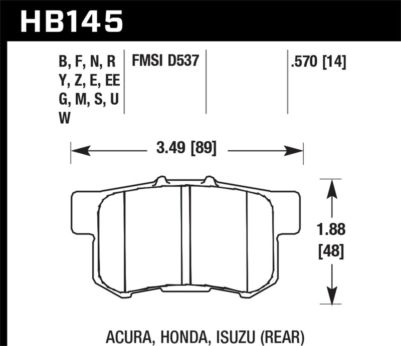 Hawk Acura / Honda HT-10 Race Rear Brake Pads - 0