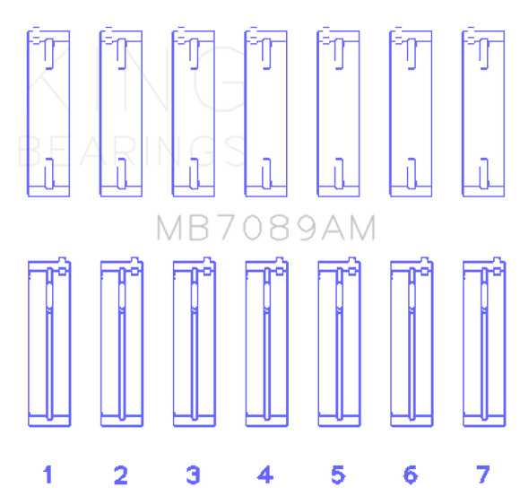 King Engine Bearings Audi/Volkswagen ABV/AES/AUE Crankshaft Main Bearing Set (Set of 7) - Size STD