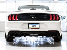 AWE Tuning 2018+ Ford Mustang GT (S550) Cat-Back Exhaust - Touring Edition (Quad Diamond Black Tips) - 0