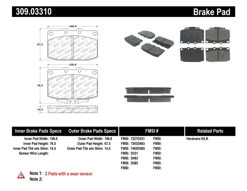 StopTech Performance 89-95 Mazda RX7 Front Brake Pads - 0