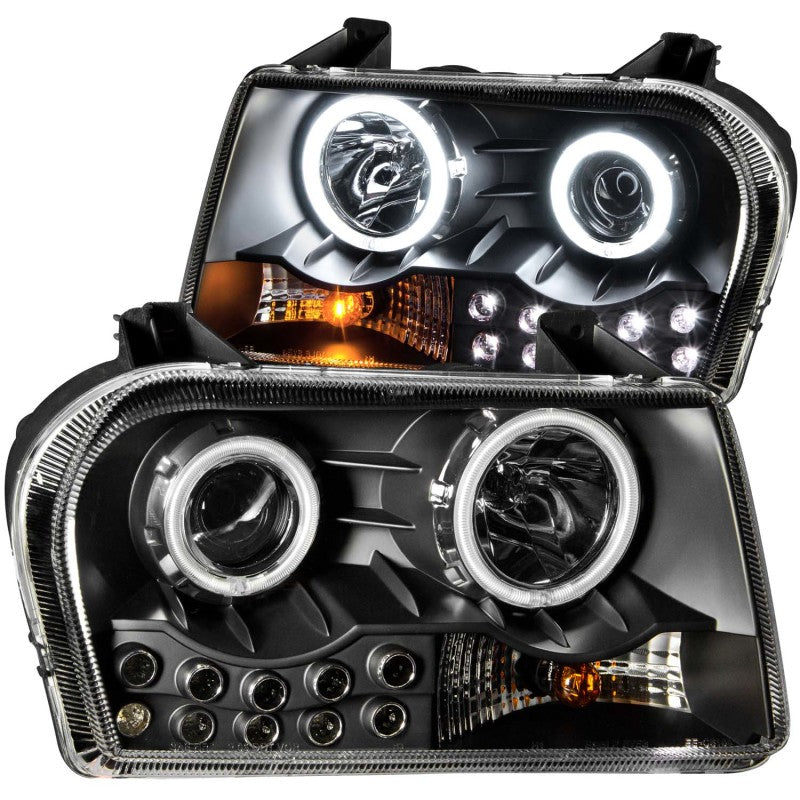 ANZO 2005-2010 Chrysler 300 Projector Headlights w/ Halo Black (Does Not Fit S Models) - 0