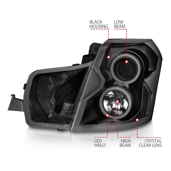 ANZO 2003-2007 Cadillac CTS Projector Headlights w/ Halo Black (CCFL)