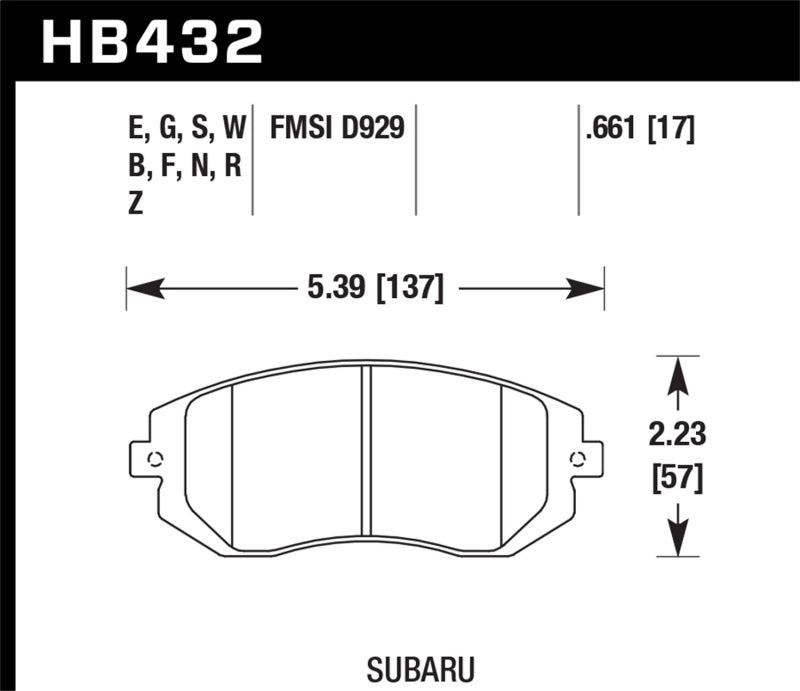 Hawk 2006-2006 Saab 9-2X 2.5i HPS 5.0 Front Brake Pads - 0