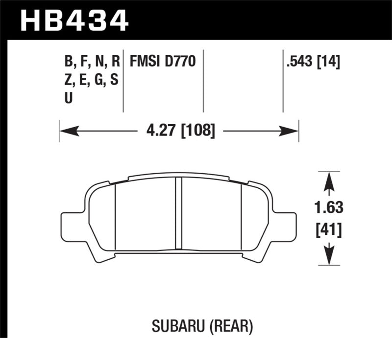 Hawk 02-03 WRX / 05-08 LGT D770 HPS Street Rear Brake Pads - 0