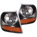 ANZO Corner Lights 1997-2003 Ford F-150 Harley-Davidson Style Corner Lights Black w/ Amber Reflector-1