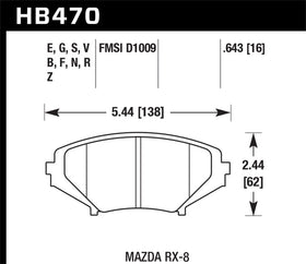 Hawk 04-09 RX8 Blue 9012 Race Front Brake  Pads D1009 - 0