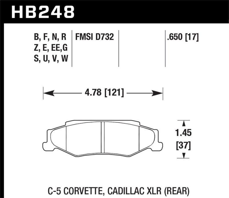 Hawk 97-06 Corvette (incl C5 Z06) HPS Street Rear Brake Pads - 0